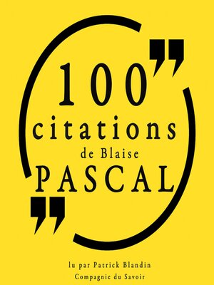 cover image of 100 citations de Blaise Pascal
